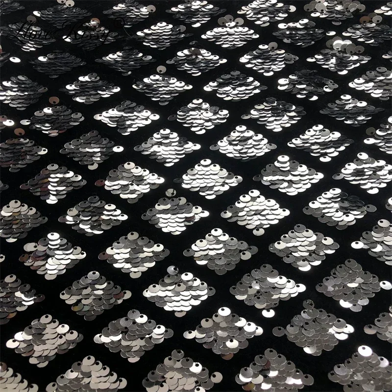DIY 5MM tela de lentejuelas de terciopelo bordado tela con purpurina de diamante por yarda para vestidos de fiesta de ancho: 125CM