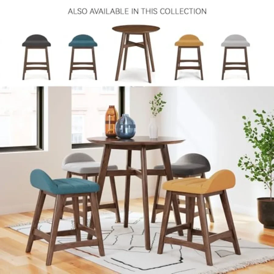 Lyncott المعاصرة 24.25 "ارتفاع المقعد ارتفاع العداد منجد بار البراز مع وسادة إسفنجية 2 عدد النسيج الأزرق الصلبة الصلبة #6