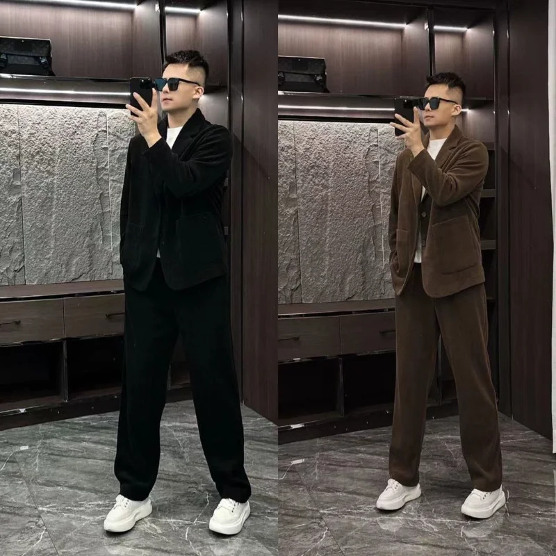 

Осенне-зимние новые мужские вельветовые модные красивые костюмы с уличным дизайном