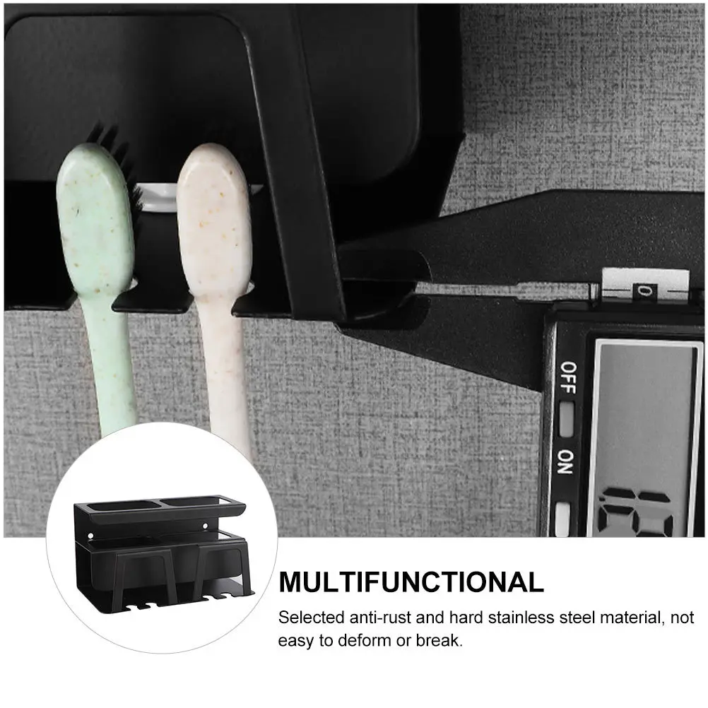 

1Pcs Wall Storage Toothbrush Rack Bathroom Stainless Steel Toothpaste Holder Gargle Cup Organizer No Punching Easy Use
