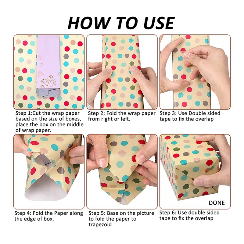 Wrapping Paper Sheets,For Christmas Birthday Party Wrapping Paper Set 6 Pcs Gift Wrap Papers,Present Gift Wrapping Paper