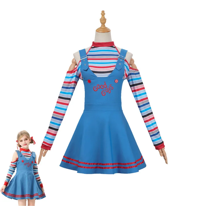 

Chucky Costume from Child's Play Halloween Horror Chucky Cosplay Dress Set - Adult & Kids, Spooky Doll Costume for Halloween