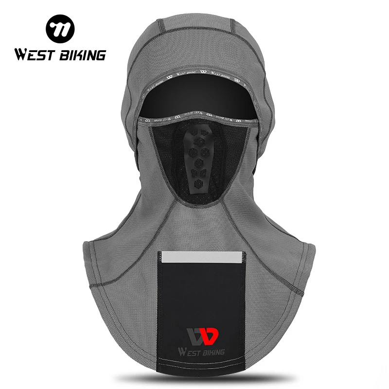 WEST BIKING Winter Fleece Cycling Cap Warm Balaclava With Reflective Striped Pockket Outdoor Sport Ski Motorcycle Bicycle Hat