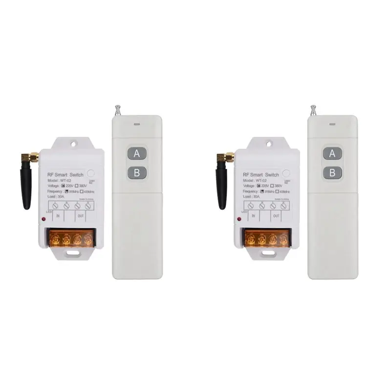 FULL-2X WT-02 AC 220V 1CH 30A Relay Wireless Remote Control Switch 433Mhz Receiver + 3000M Transmitter
