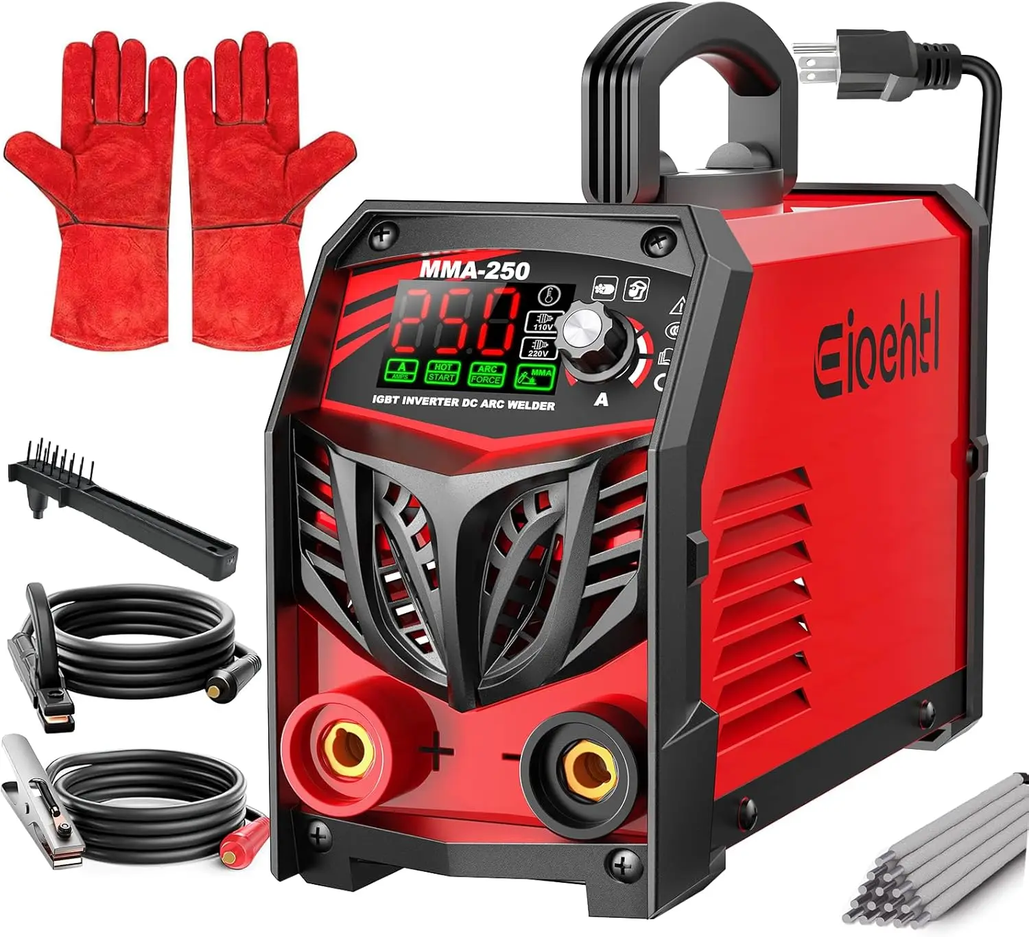 

Сварочный аппарат 250А с двойным напряжением, LED-дисплеем, инвертором IGBT и полным комплектом для домашнего использования, DIY и фермерских работ