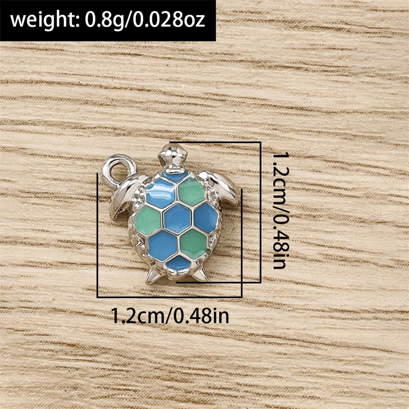 5 Stück 12x12mm Cartoon-Tier-Anhänger aus Emaille-Legierung, Schildkröten-Anhänger für die Schmuckherstellung, Ohrringe, Halsketten, Armbänder, DIY-Geschenke – Detail 1