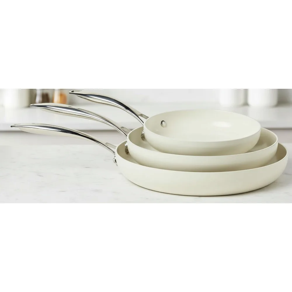 

Набор керамической посуды с антипригарным покрытием из 3 предметов, полностью готовая к варочной панели, кастрюли, которые можно мыть в посудомоечной машине для легкого приготовления пищи