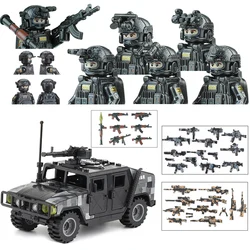 Modern Military Russian Alpha Special Forces Building Blocks Camouflage Army Soldier Figures Car Weapons Vest Bricks Toys