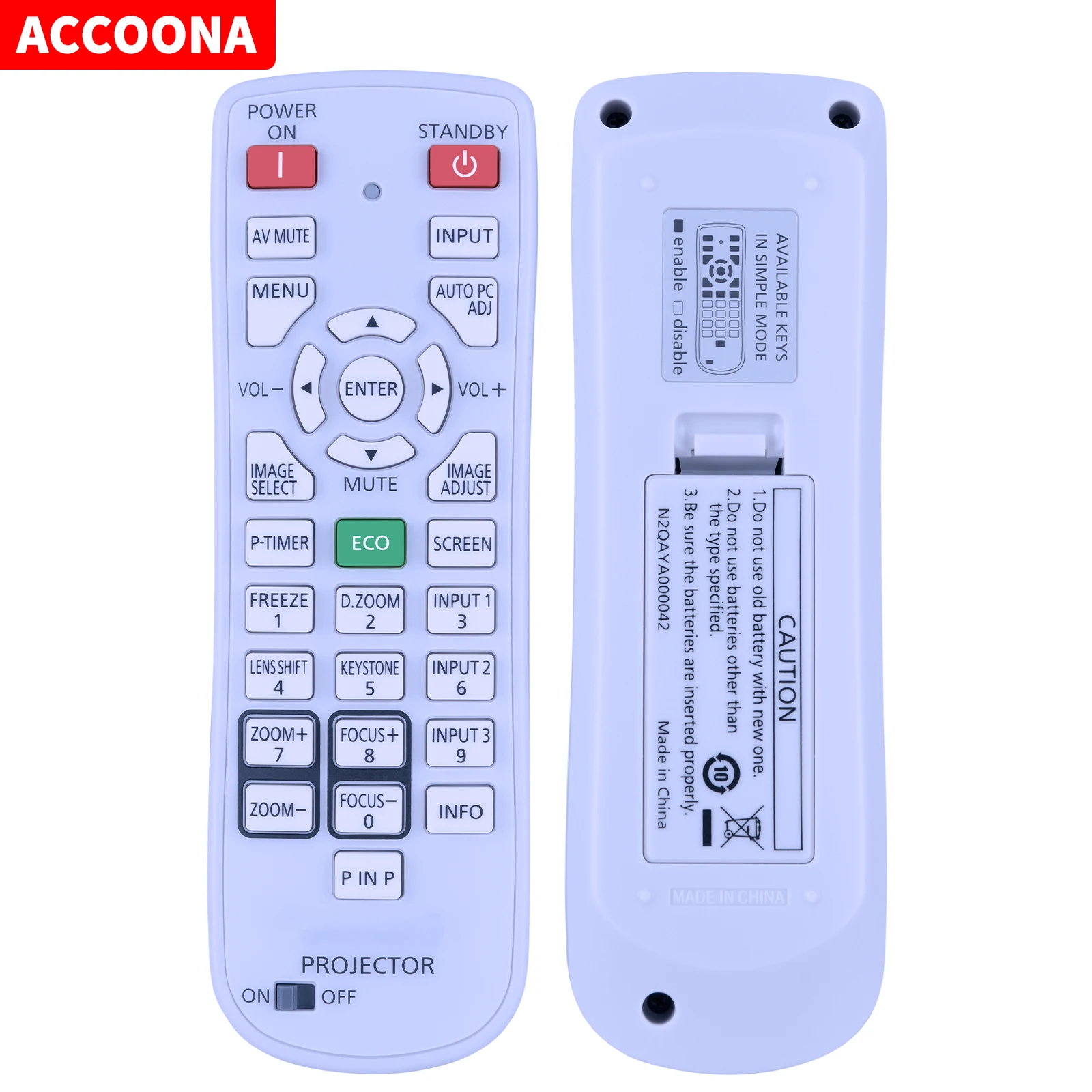 

Remote Control For Panasonic N2QAYA000042 N2QAYA000041 6451055569 LCD Projector