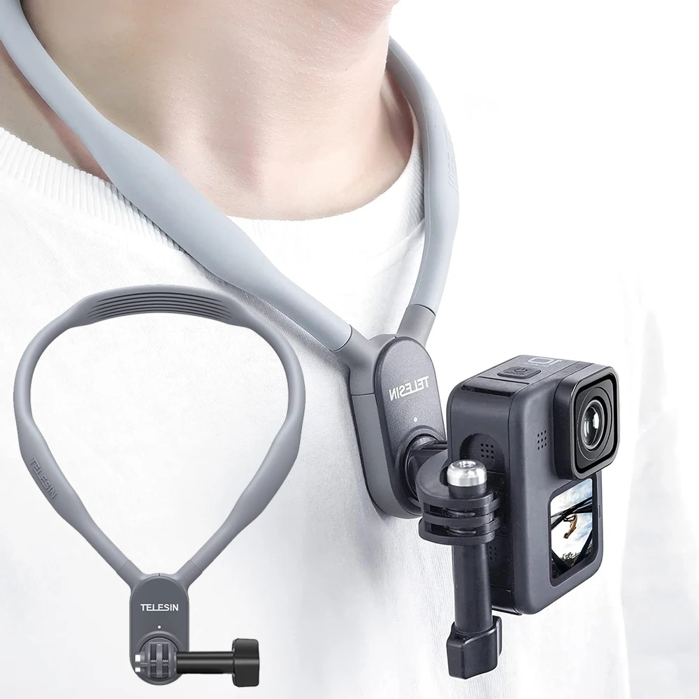 

TELESIN Neck Mount Necklace Holder Chest POV Selfie Video for GoPro Max 12 11 10 9 8 7 Insta360 DJI Action 3 4 Osmo Accessories