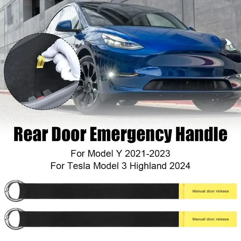 Rear Door Emergencies Safety Pull Rope for Tesla Highland 2024 for Model Y 2021-2023 Emergency Handle Car Accessory 4/1PCS