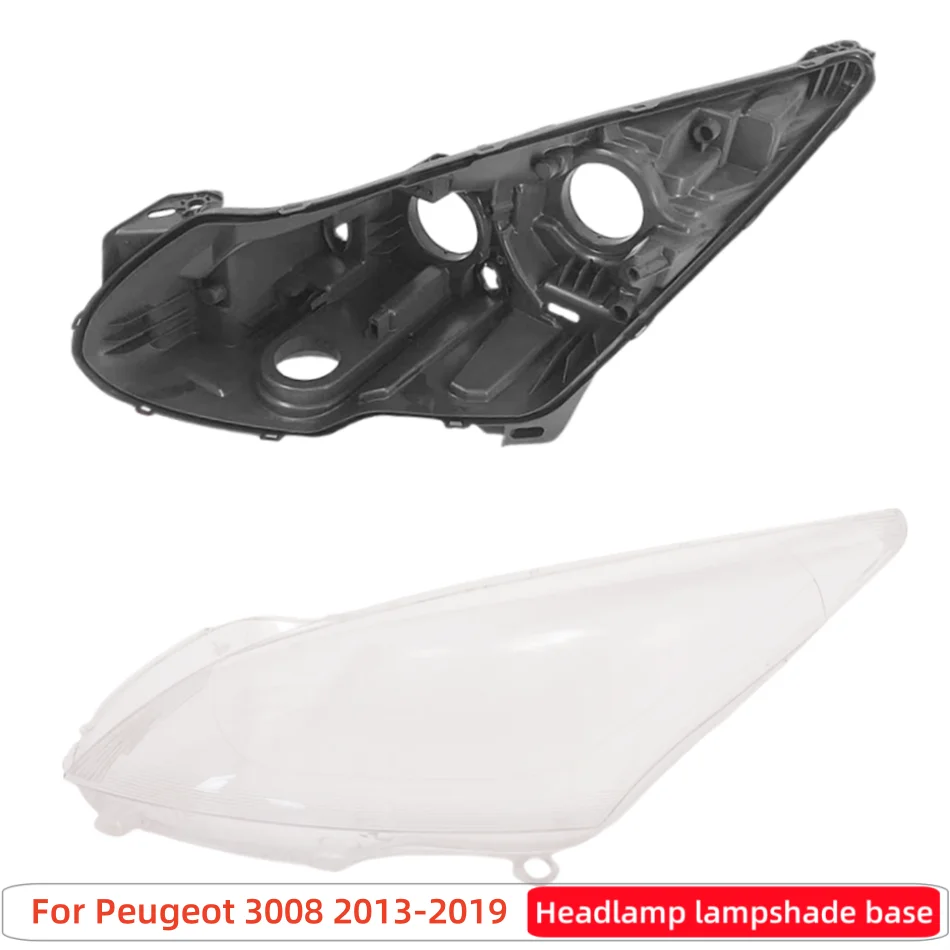 For Peugeot 3008 2013 2014 2015 2016 2017 2018 2019 Car Accessories Base Head Lamp Shell Back Casing Front Lamp Glass
