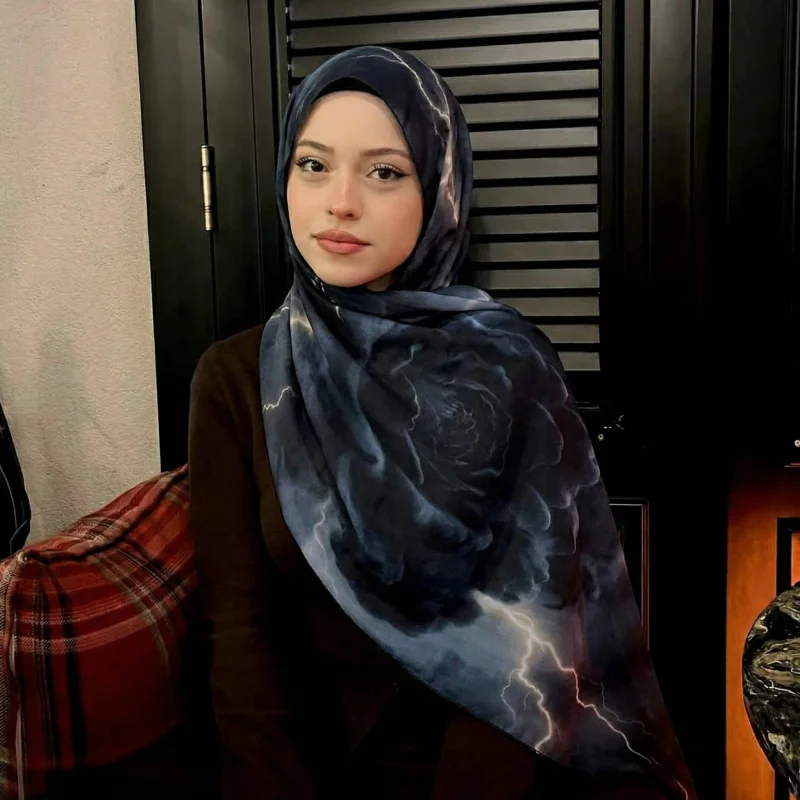 2026 New Muslim Hijab Scarf Soft Breathable Cloud Print Bandana Islamic Shawl Headscarf Daily Wear Neck Wrap Accessory for Women view 3