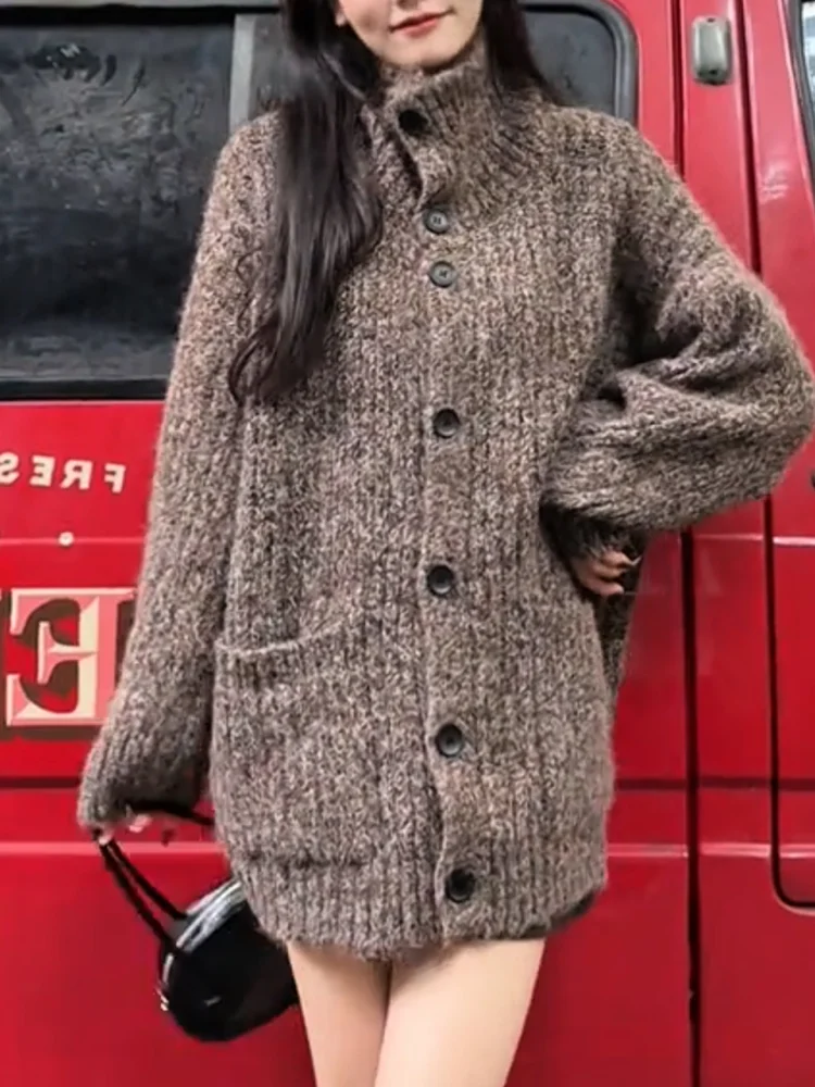 

Корейский мягкий вязаный кардиган-накидка на осень, новинка, большие размеры, стройнящий, удлиненный, теплый, с эффектом сияния...