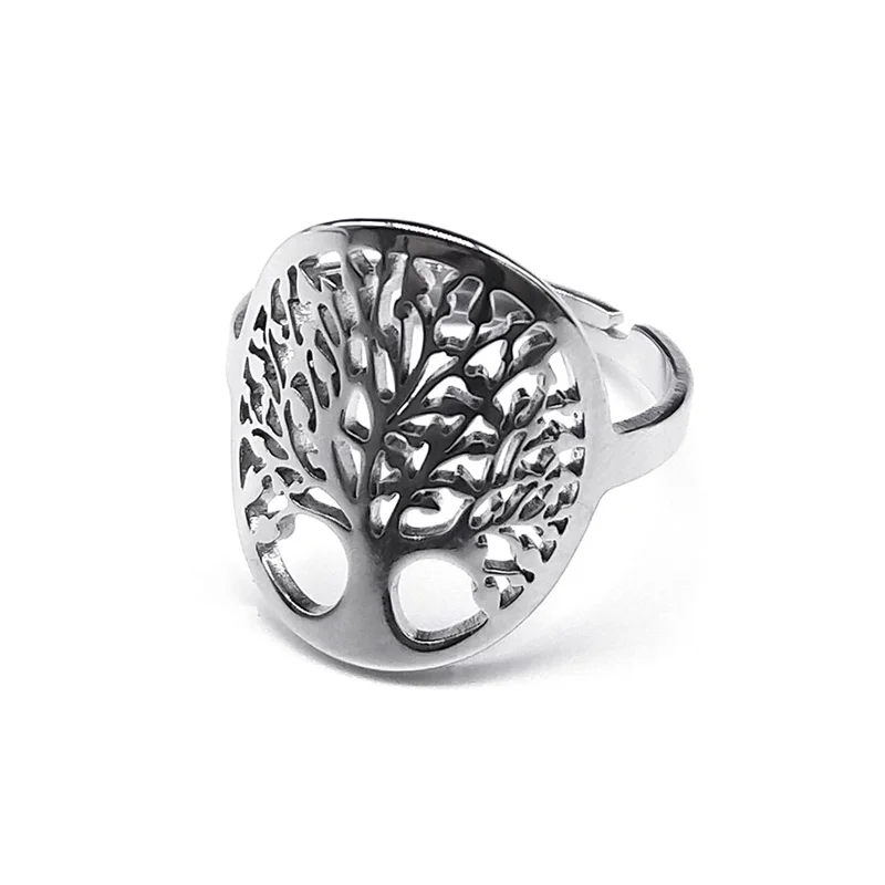 

Vintage Viking Tree of Life Ring Stainless Steel Adjustable Finger Rings for Women Men Lucky Jewelry Couple Party Gift