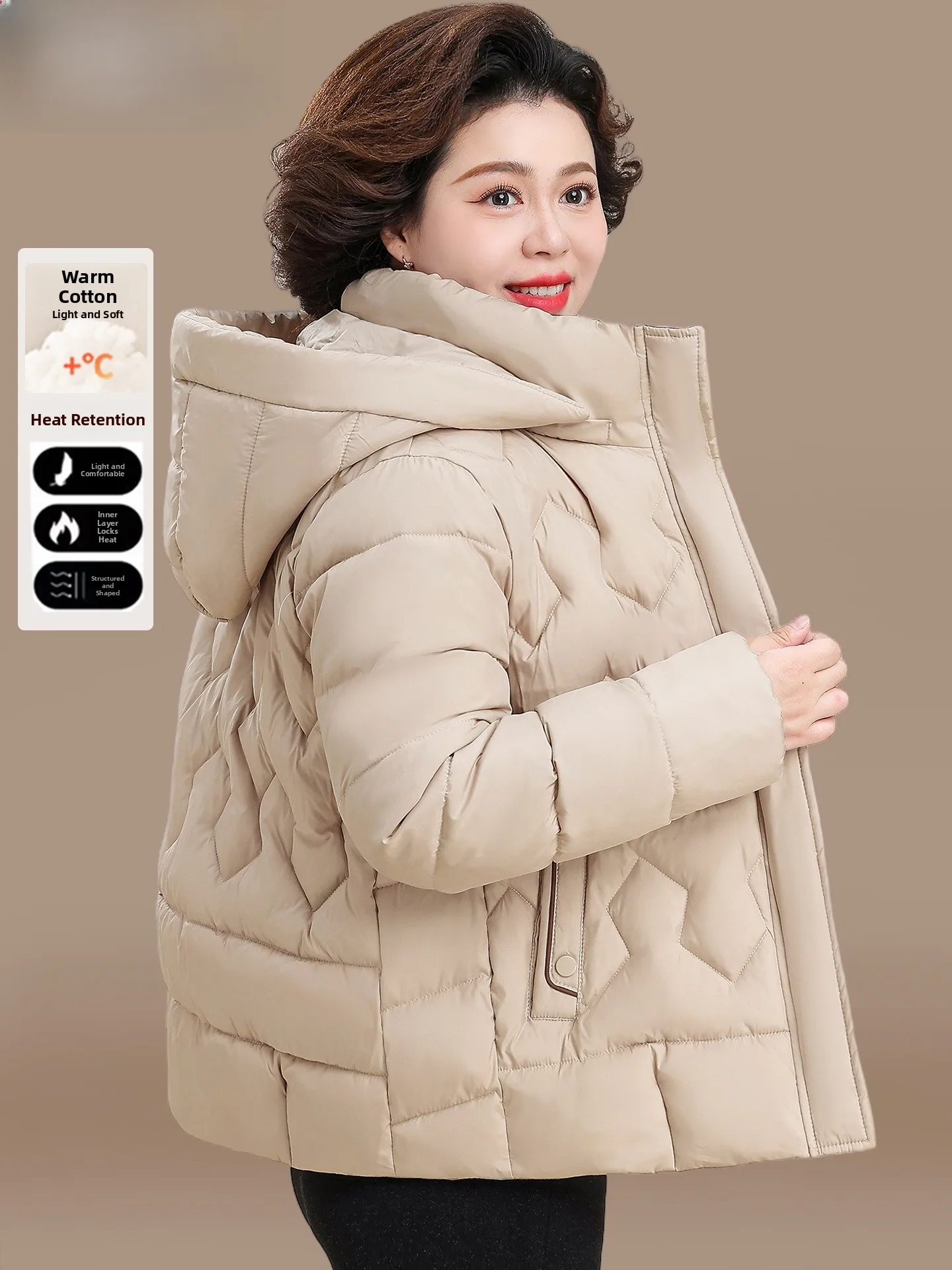 

Теплая хлопковая куртка для женщин: модное зимнее пальто с наполнителем из полиэфирного волокна, на молнии, с капюшоном, прямого кроя