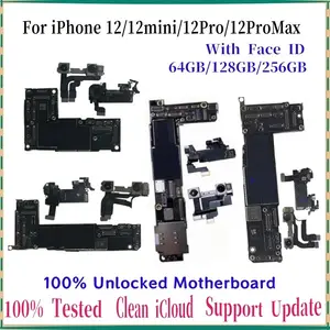 Bilashmart 100% Tested iPhone 12 Pro Max Motherboard With Face ID Unlocked Logic Board Free Clean iCloud iphone 12 mini Mainboatd