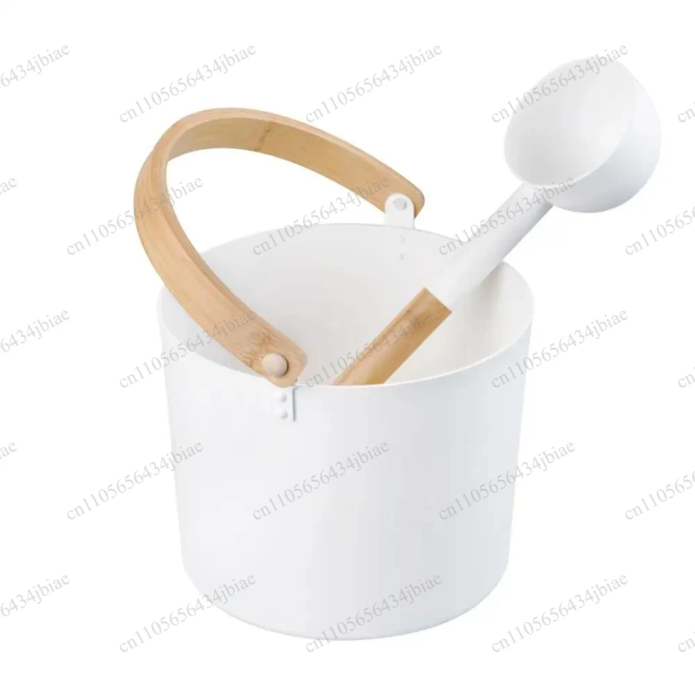 Long Handle Spoon Set Matching Ladle  7L Luxurious Finnish Sauna Aluminum Bucket With