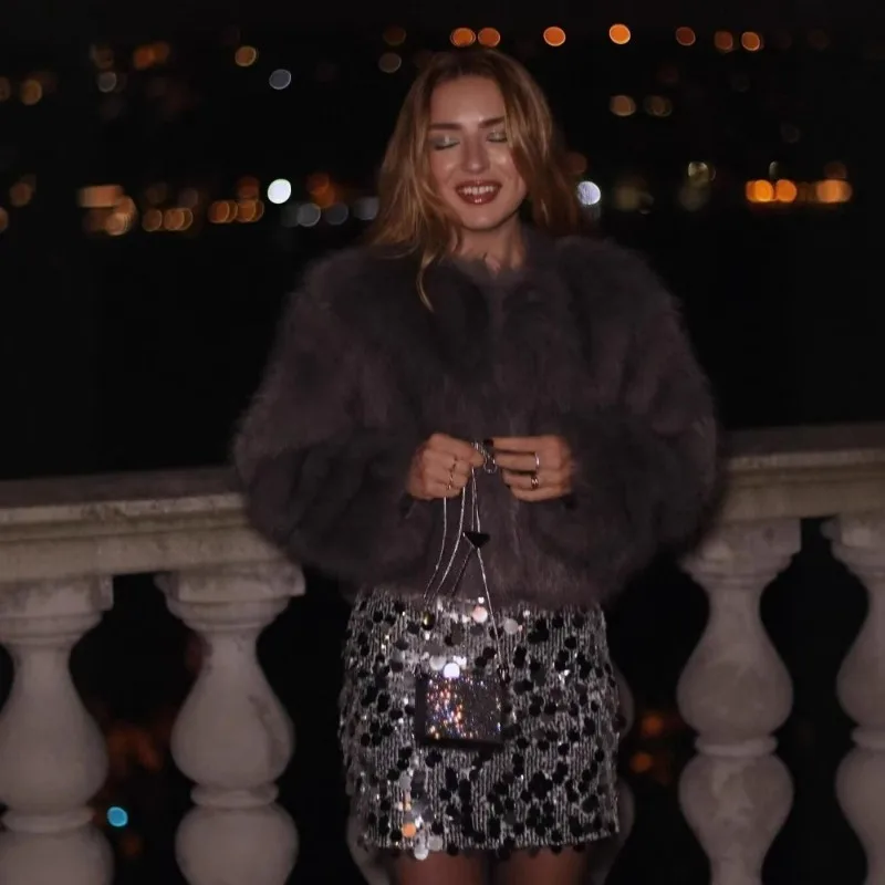 

Women's Clothing Artificial Fur Coats Winter Coat Fluffy Soft Effect Short Jackets Outerwear Socialite Comfortable Faux Fur Coat