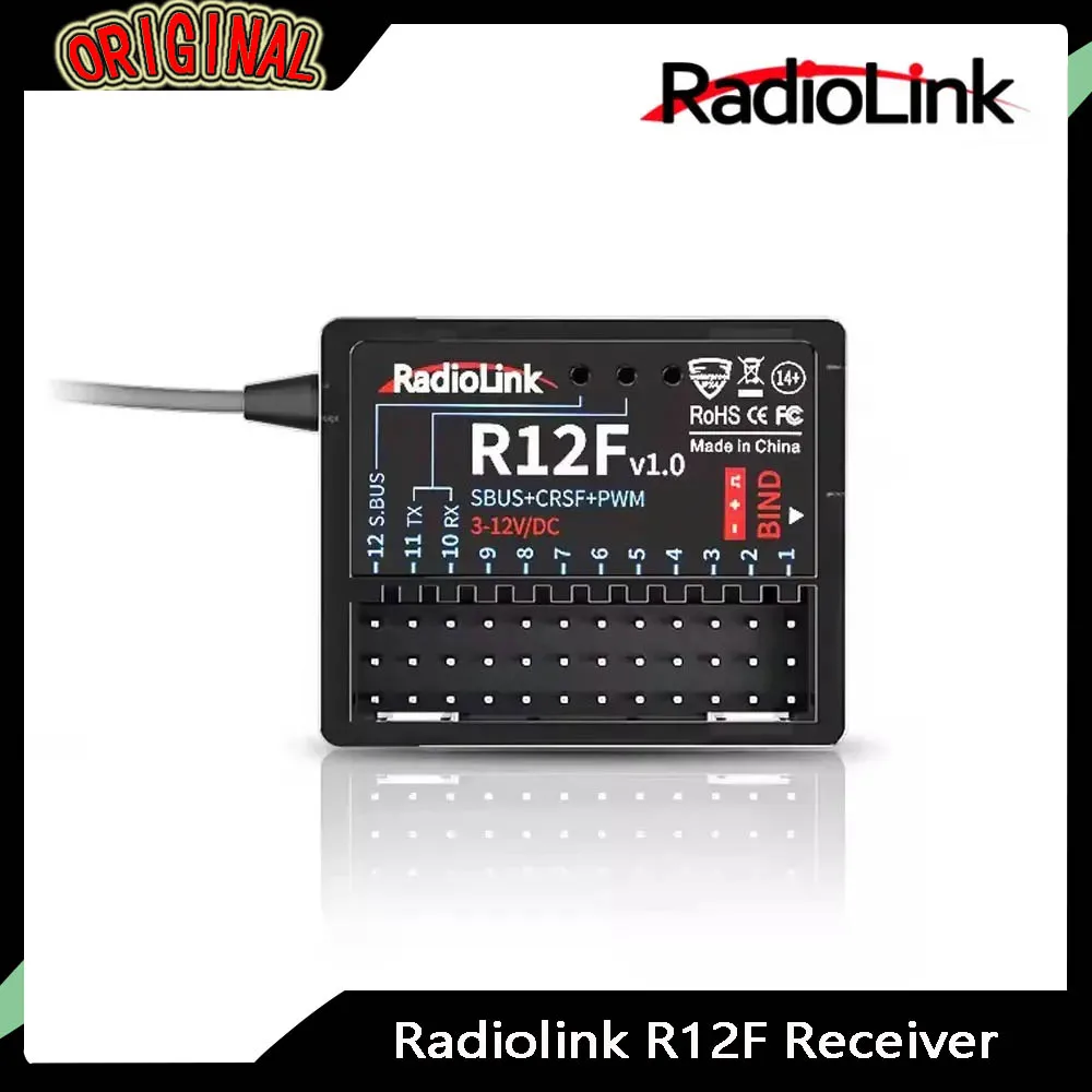 

Radiolink R12F 12CH 2.4G RC Receiver - 600m Long Range, Voltage Telemetry, Anti-Interference for RC Crawler & Drifting Car