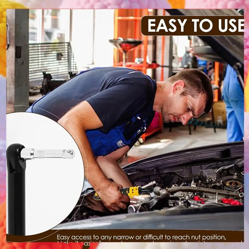 

Extended Ratchet Wrench Extended Ratchet Tool 3" Extension Bar & 1/4" Adapter, Cordless Ratchet Wrench-A83Z