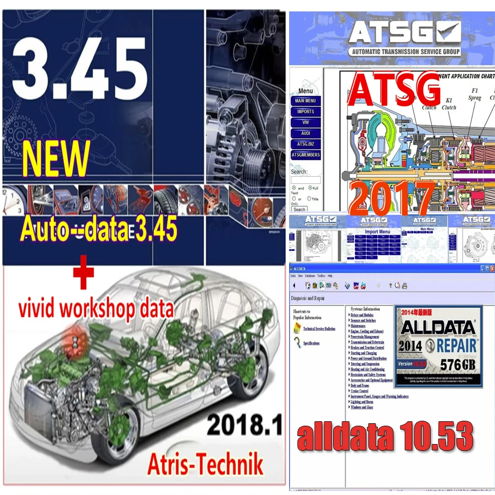 

Hot sell cars accessories tools Alldata 10.53 Software Autodata 3.45 vivid 2018 download link workshop data ATSG 2017