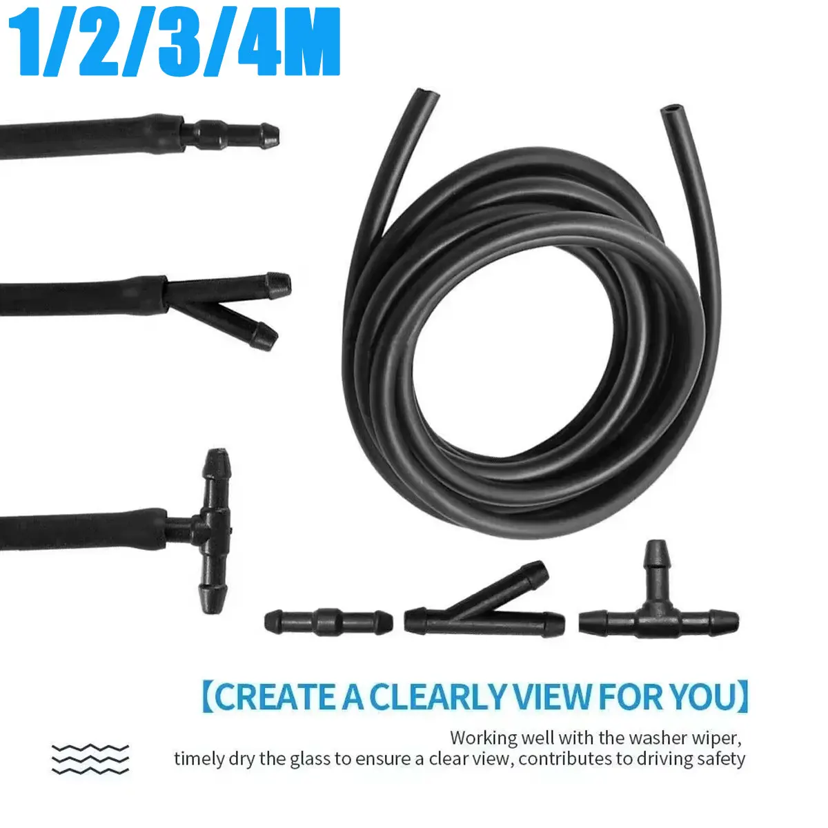 

Универсальный соединитель для шланга омывателя лобового стекла, трубка-коннектор T/Y прямой, 1/2/3/4 м, для переднего стекла, фар, насоса, автозапчасти