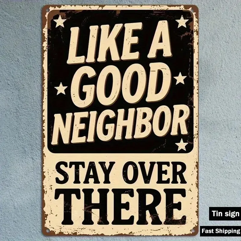 2D Flat Metal Sign, Vintage Rustic Wall Art with Star Accent, Funny Quote 