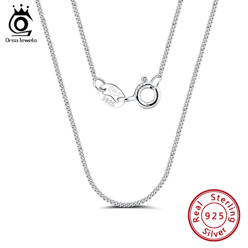 ORSA JEWELS Classic Basic Chain 1mm Side Chain Necklace Lobster Clasp 100% 925 Sterling Silver Fashion Jewelry for Women SC18