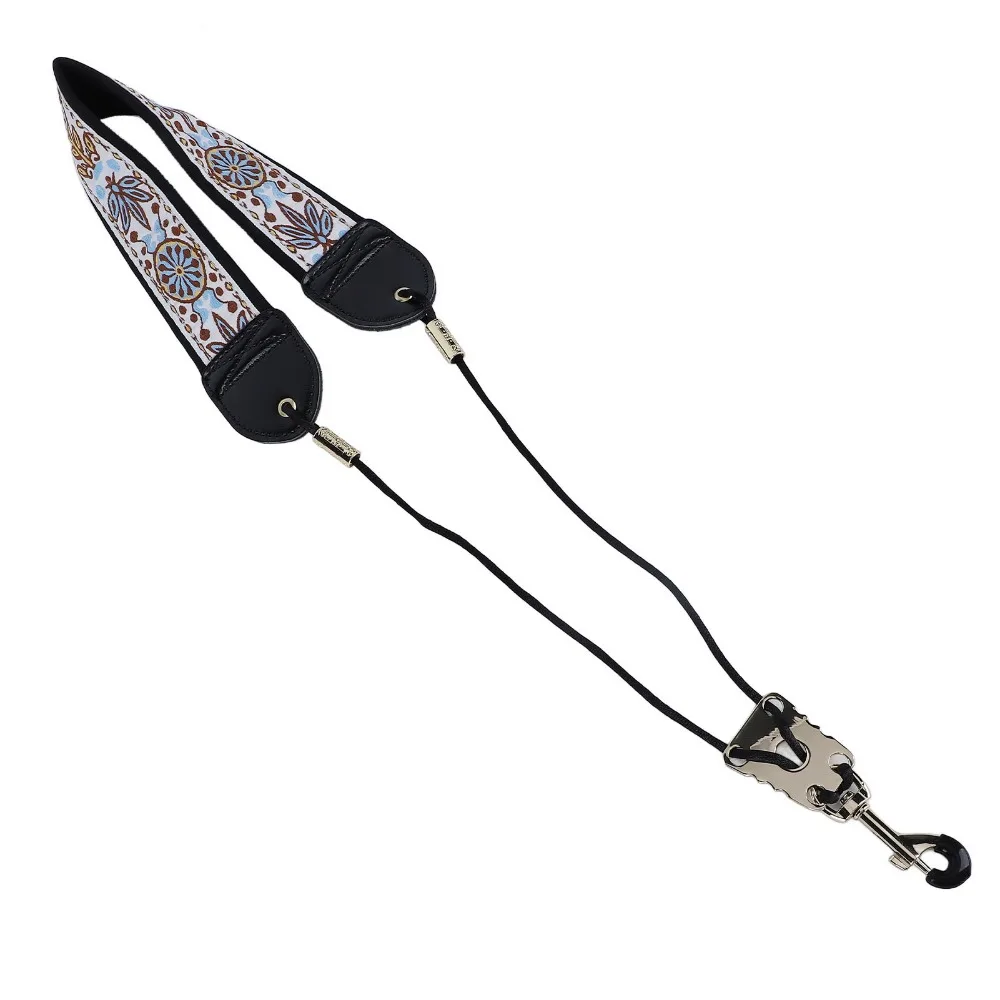 

Five Leaf Grass/Blue Totem Embroidery Saxophone Neck Strap​ Adjustable​ ​Breathable​ ​Soft Sax Leather Strap​ ​Metal Hook​