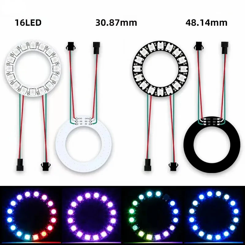 DC5V ws2812b led Pixels Light 16/24/35/45 leds SMD5050 RGB Individual Addressable Ring Round Lamp Development Board for toy cars