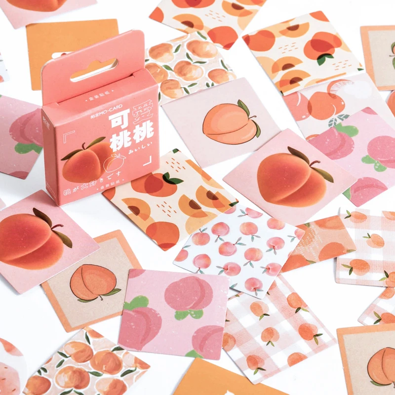 45 stuks schattige perzikdoosstickers verpakking decoratieve stickers doe-het-zelf labeldecoratie studentencadeaustickers