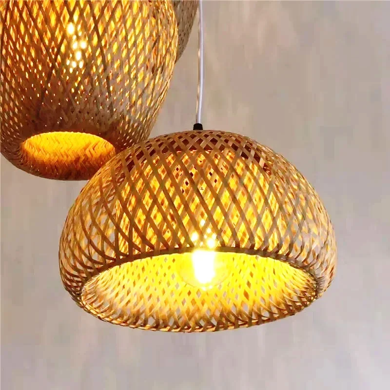

Подвесной светильник из бамбукового дерева со светодиодной лампой, плетеный потолочный светильник из ротанга, люстра ручной работы для дома, спальни, декора гостиной
