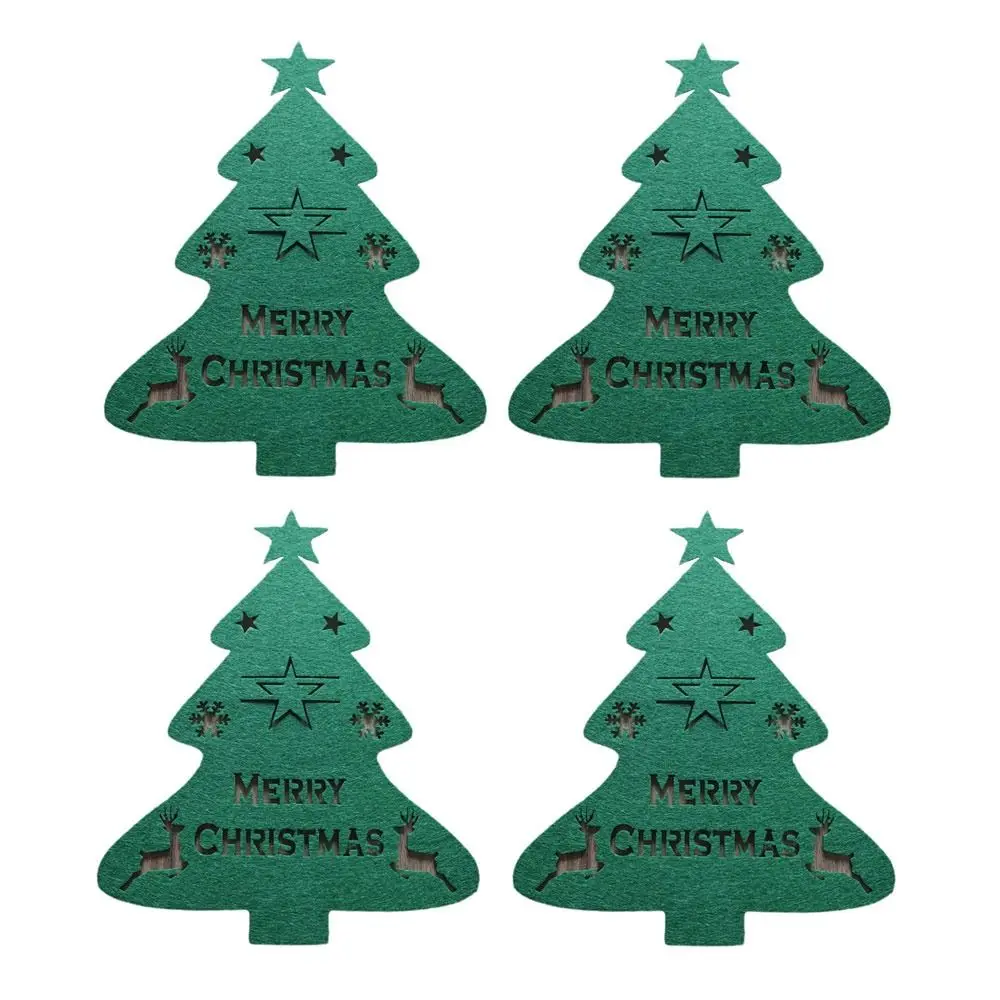 4pcs Snowflake Christmas Tree Tableware Bag Tableware Storage Rack Large Capacity Christmas Tableware Bags Multifunctional