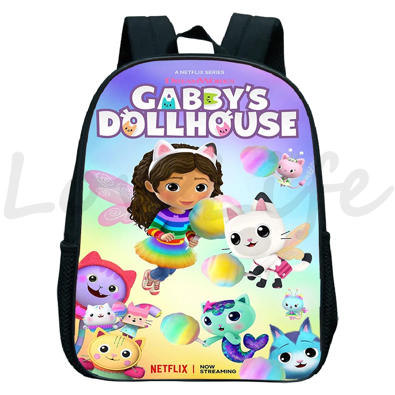 Cute Gabby\'s Dollhouse Backpack School Bag Girls Schoolbag Primary Backpacks Kids Cartoon Bookbag Waterproof Rusksack Mochila