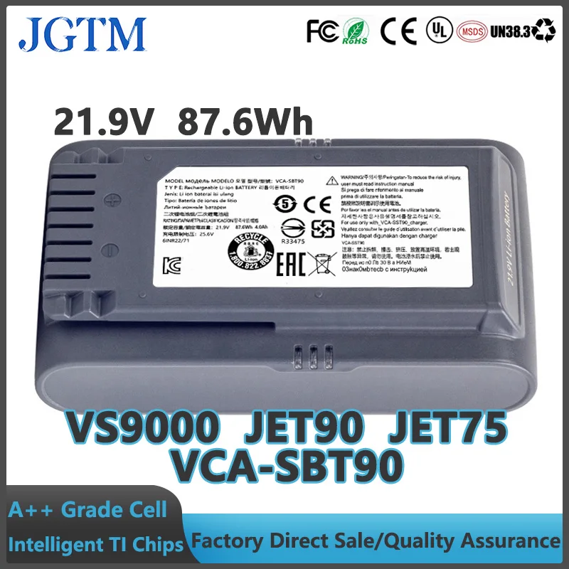 JGTM VCA-SBT90 Battery For Samsung JET75 JET90 JET90E VS9000 Dust Collector Battery VS20R9074S2 VS20T7551P5 VS20R9078S2 21.9V