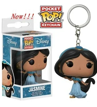 FUNKO POP Disney Pocket Pop Keychain JASMIN Aladdin & Genie Abu Vinyl Figures Princess Keychain Toy Collection Model Toys