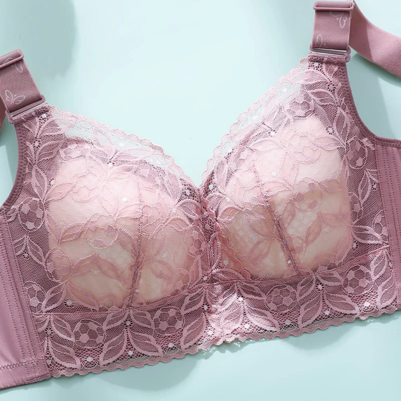 Women's bra solid color bust padded lace suspenders breathable seamless push size C D E cup casual sexy underwired bra BH