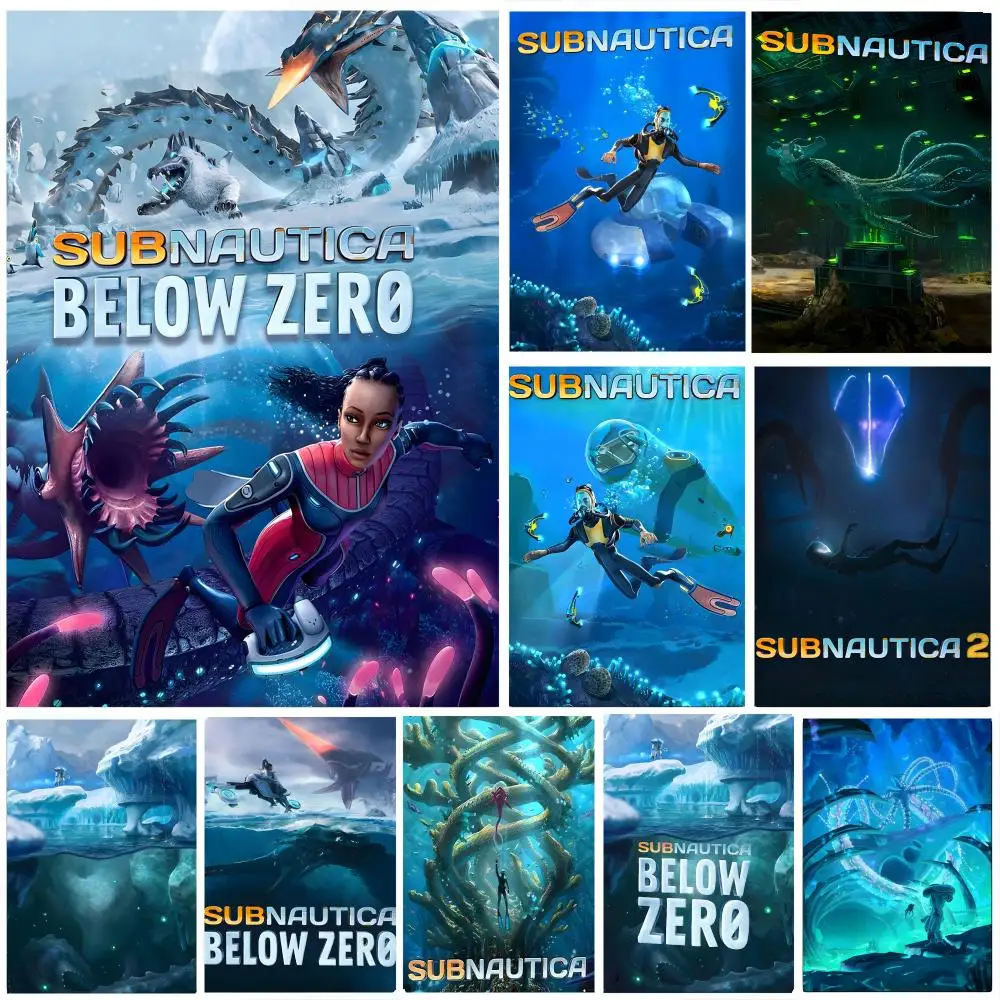 Game S-Subnautica Below Zero Poster Self-adhesive Art Waterproof Paper Sticker Coffee House Bar Room Wall Decor