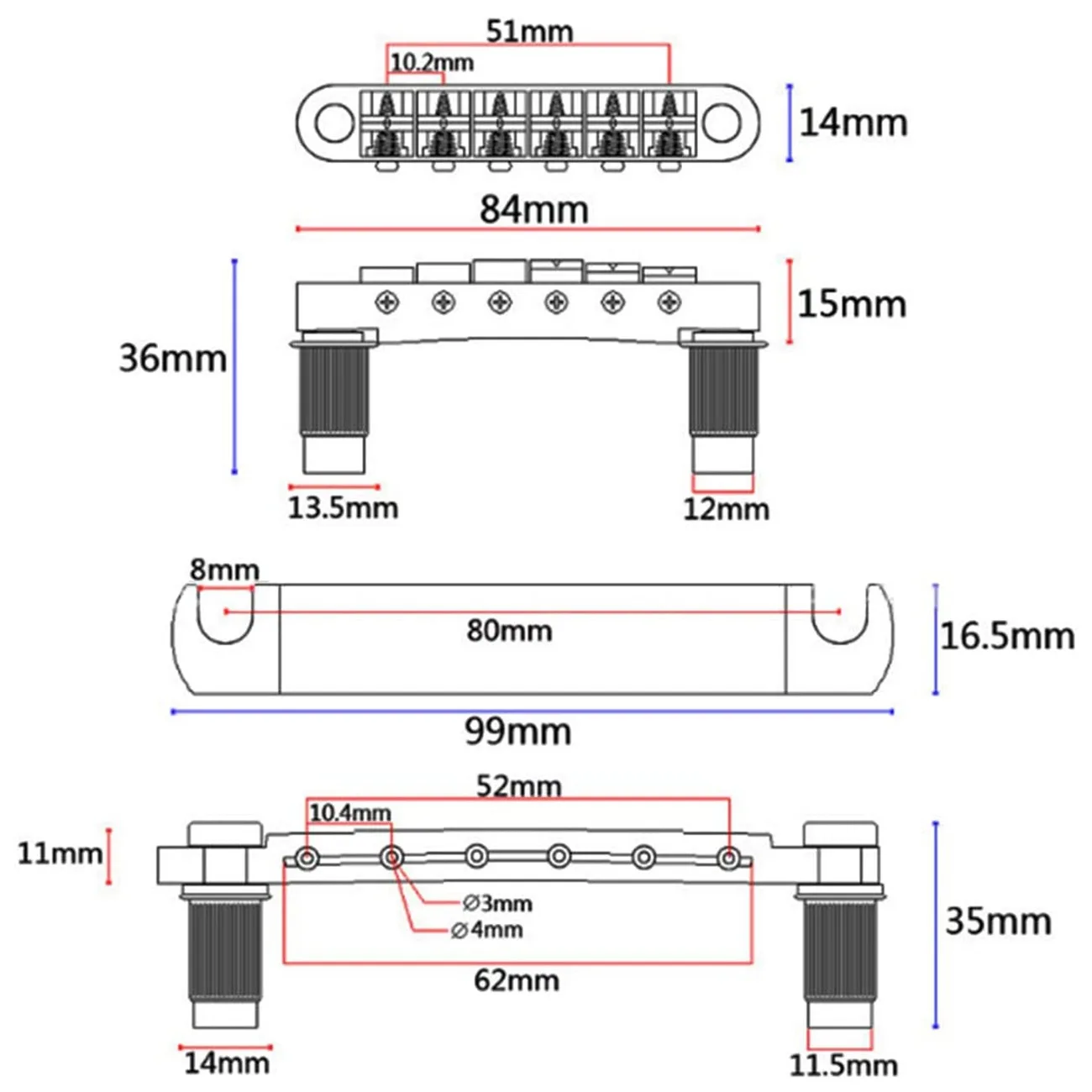 LP upper and lower chord bridge pillows, bridge pull chord plates, Les Paul SG electric guitar fixed chord seat pillows