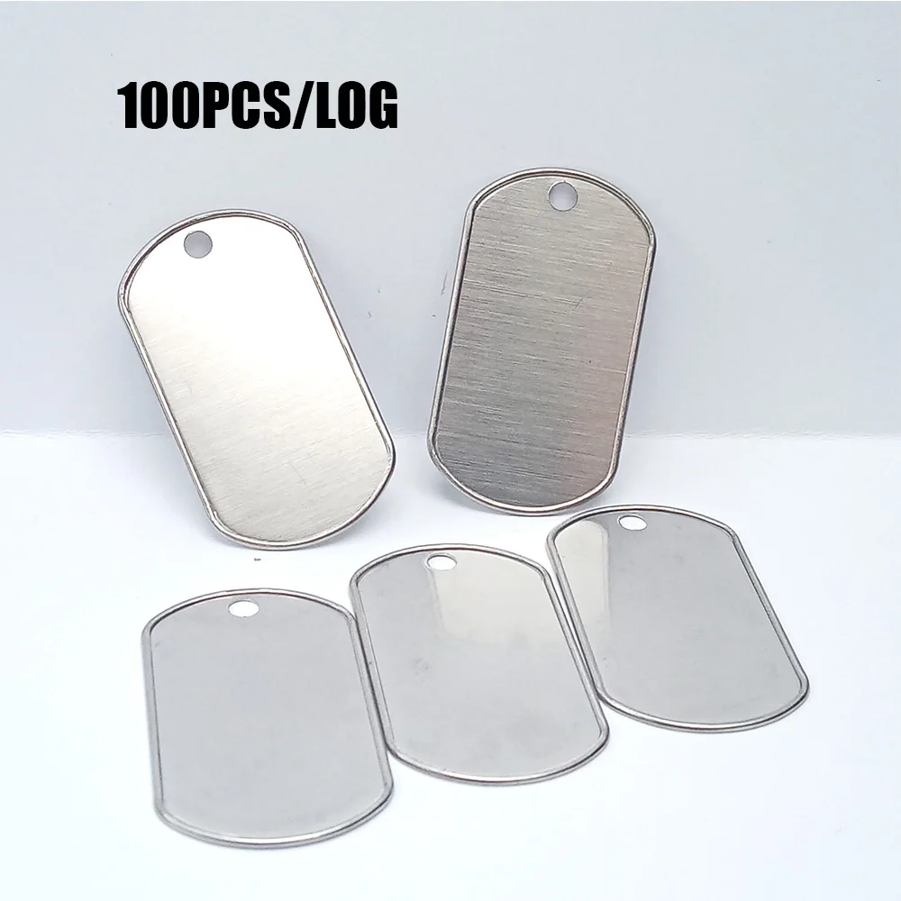 100Pcs Dog Tag Pet Tags  Stainless Steel Name Pendant Blank Dog Tags Personalized Customized Dog Tag