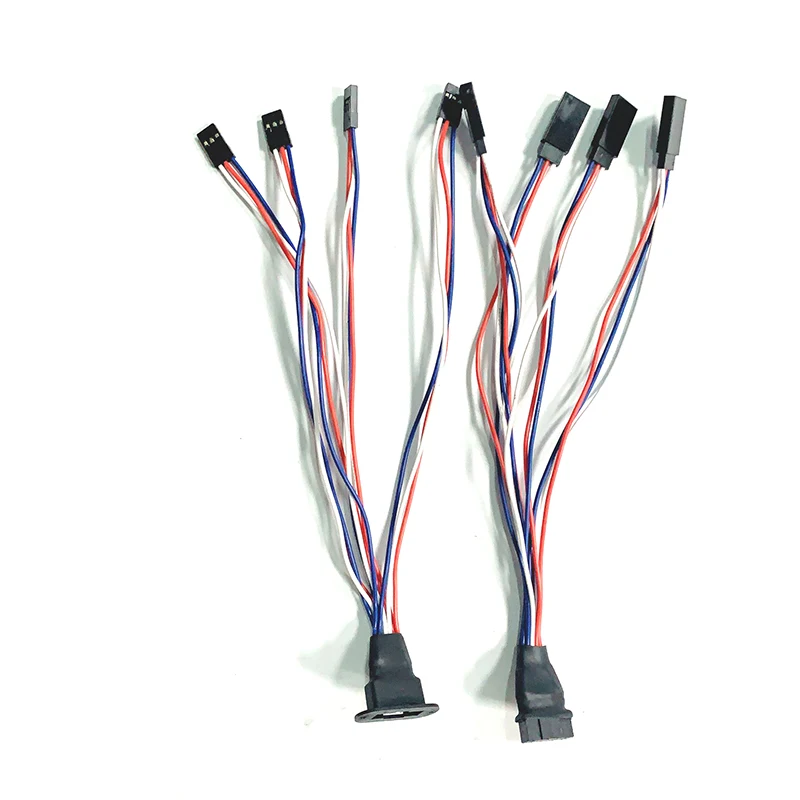 MPX 8 Pins Flange Mounted Male Female Multi Wire Dual Triple quadruple 2/3/4 Servo Extension Wire Harness 20awg for RC Plane