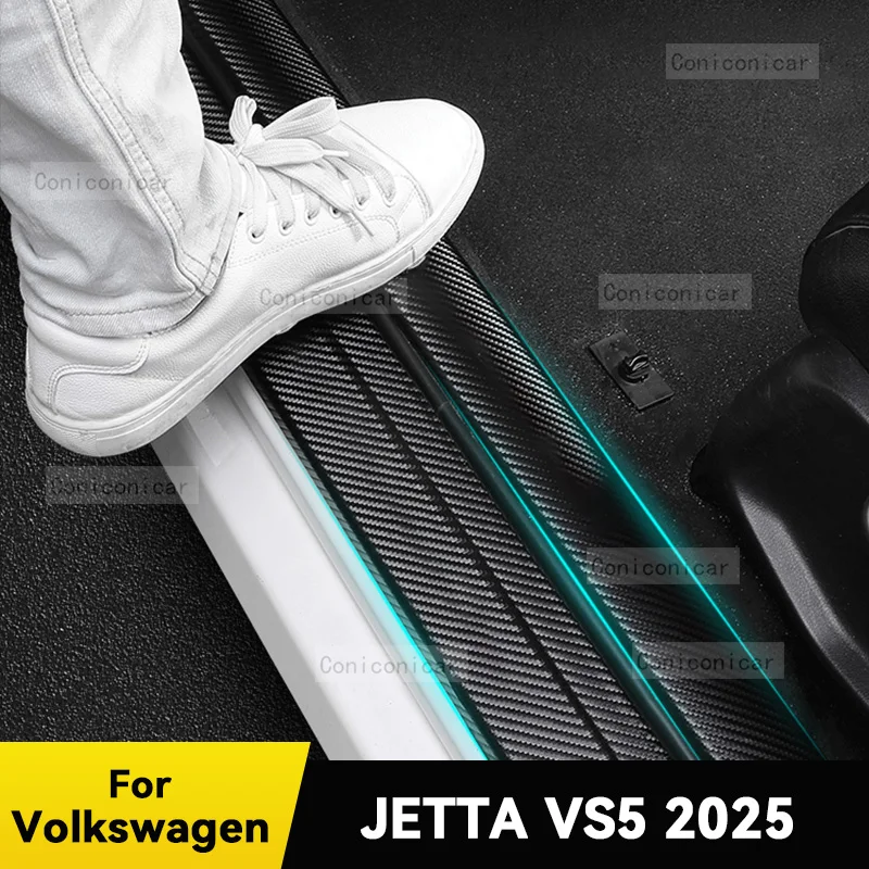 

For Volkswagen JETTA VS5 2025 Car Door Sill Scuff Plate Pedal Decor Carbon Fiber Waterproof Protector Sticker Accessories