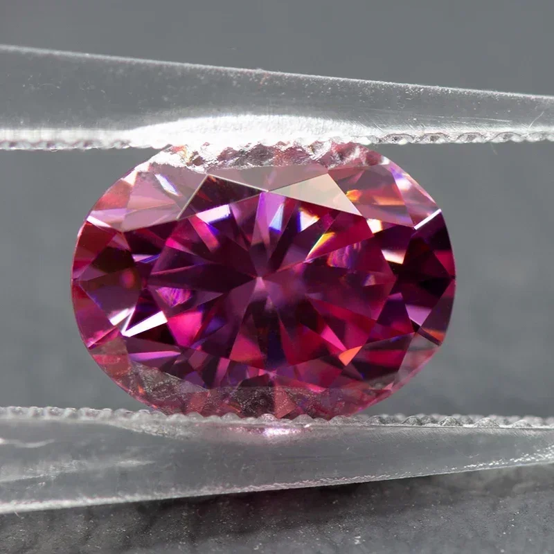 Piedra moissanita de Color rosa, corte ovalado VVS1 con certificado GRA para dijes de piedras preciosas, cuentas para fabricación de joyas