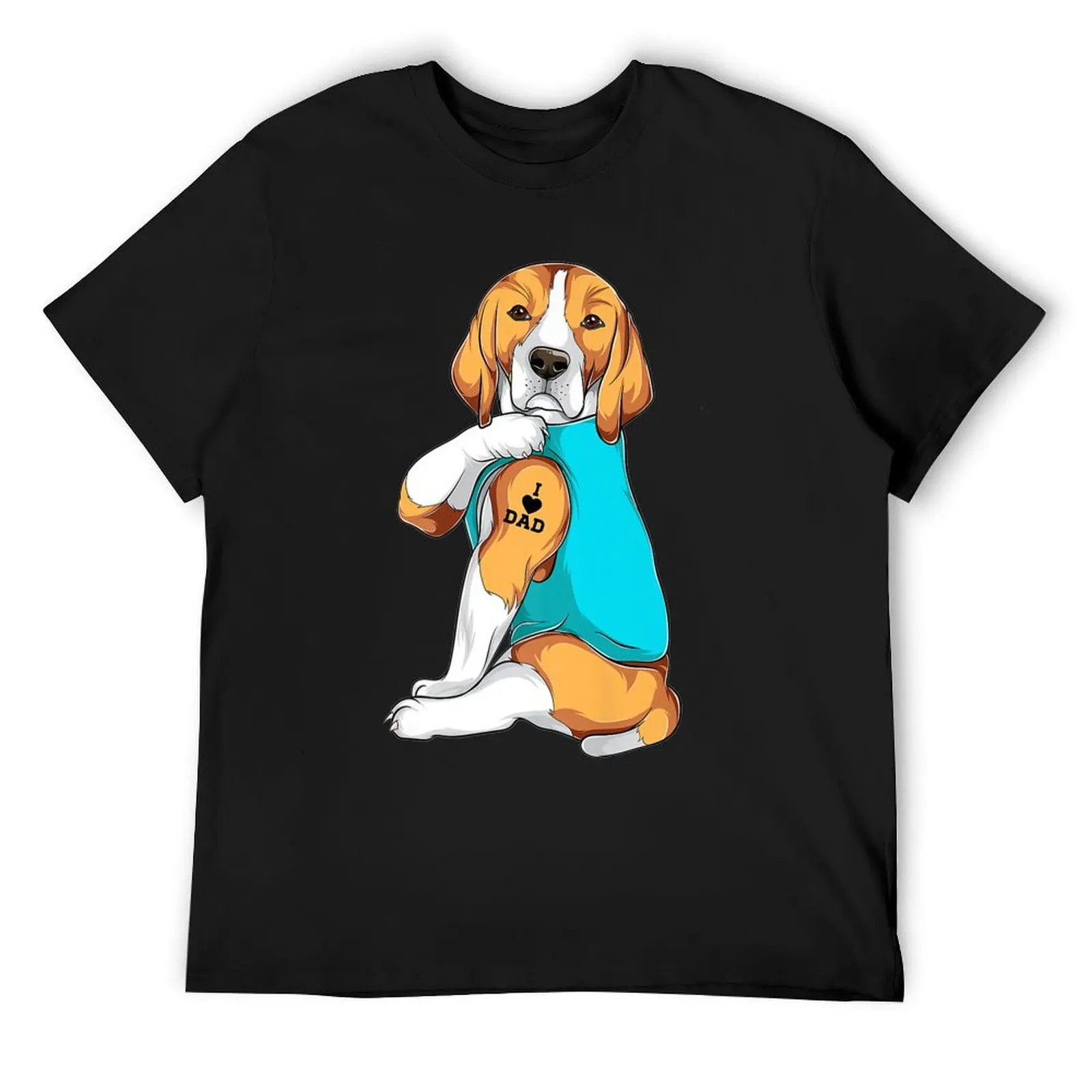 Fun Beagle I Love Dad Tattoo Apparel Dog Dad T-Shirt plus size tops essential t shirt anime shirts men graphic