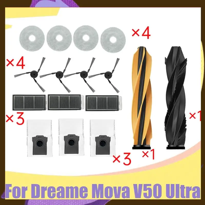 

Main Roller Full Kit Vacuum Parts For Dreame Mova V50 Ultra Side Brush HEPA Filter Mop Cloth Dust Bag Vacuum Parts-T33C