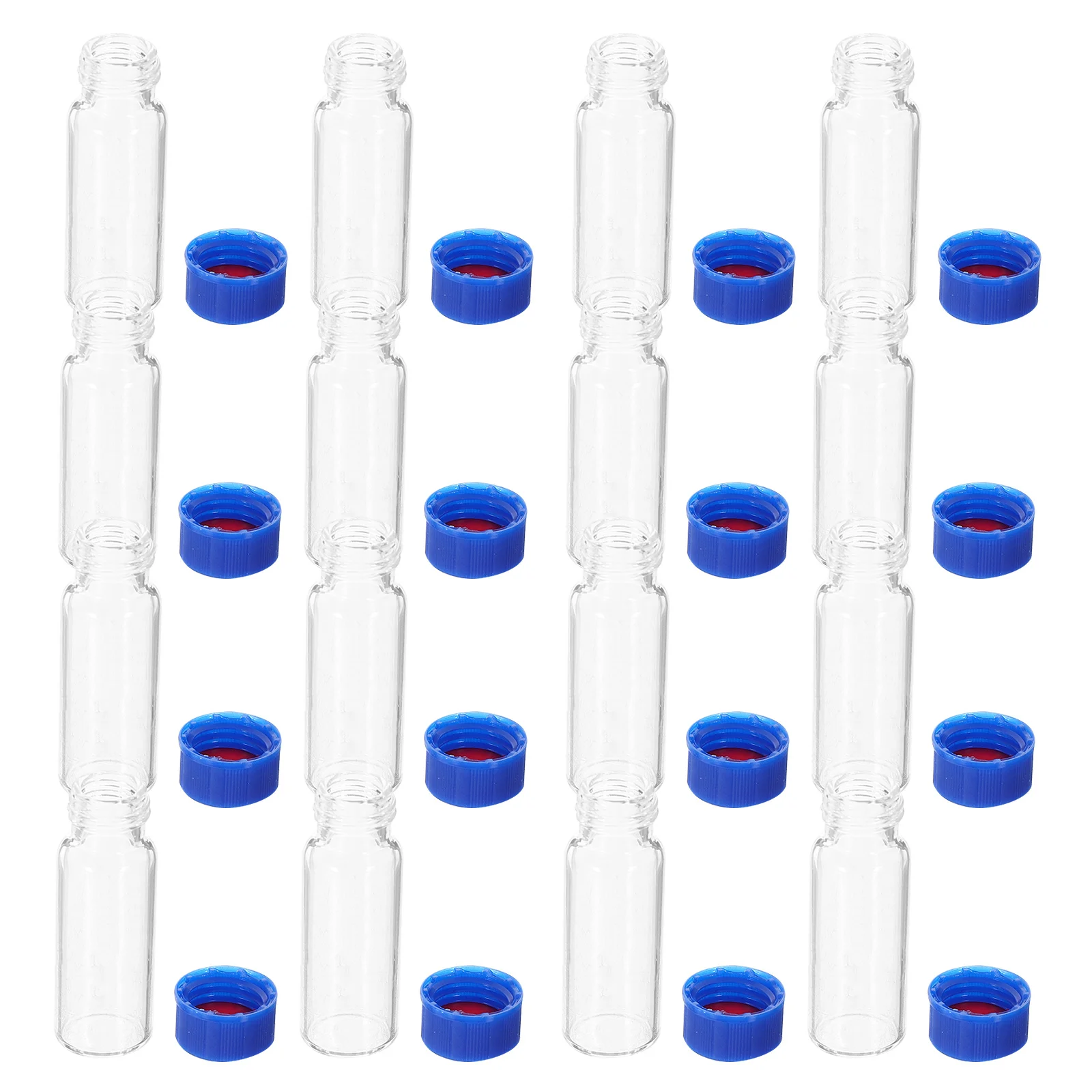 100Pcs 2Ml Small Glass Vials with Caps Clear Empty Vials for Sample Storage Resistant to Light and Leakage Flat Bottom Design