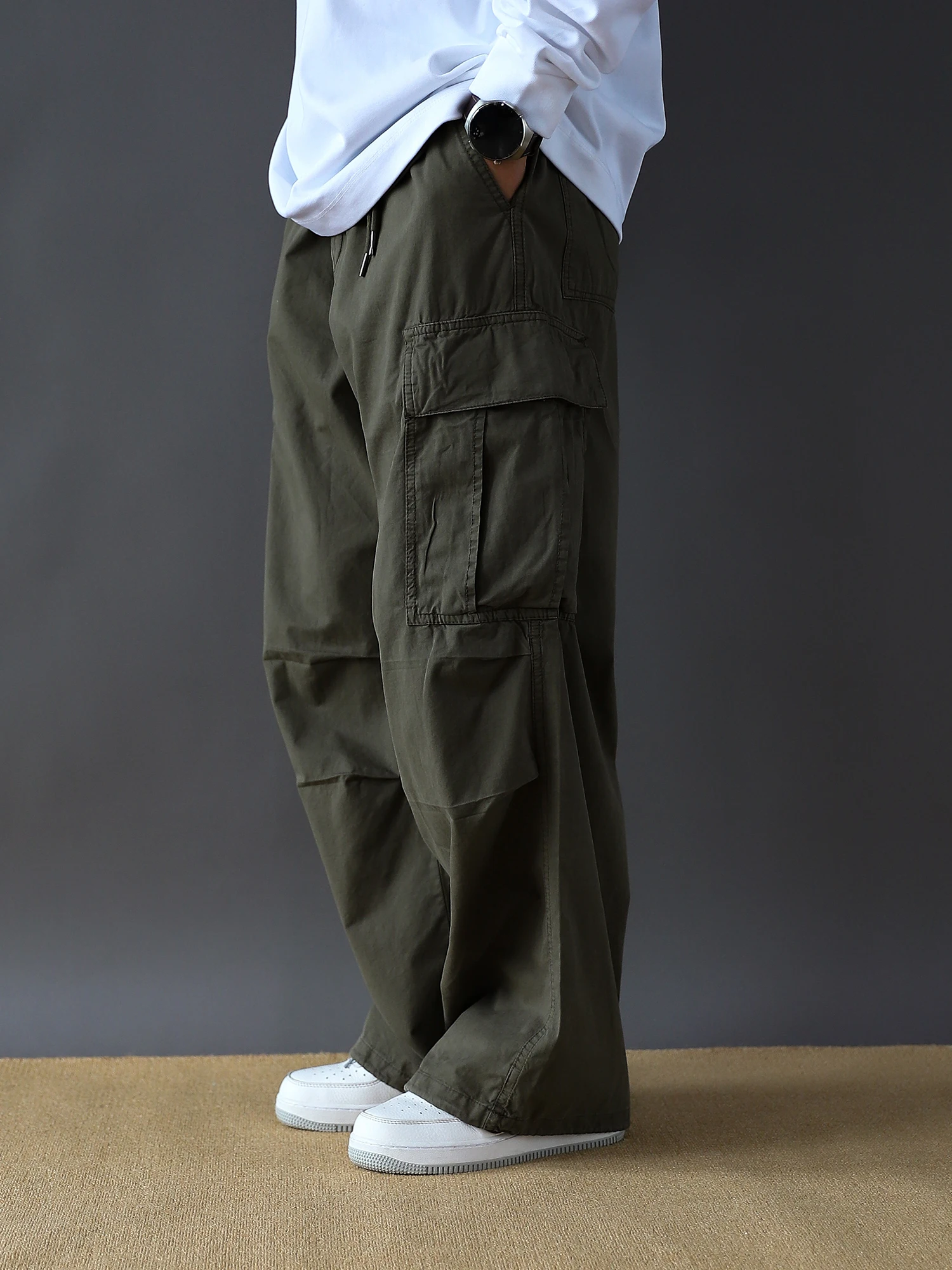 

Ретро-брюки в американском военном стиле, рабочие, большие размеры, из чистого хлопка, прямого кроя, свободные, весна-осень, модный бренд