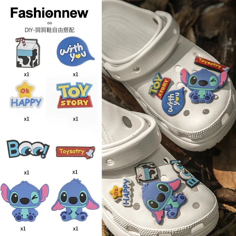 

Miniso Stitch Kawaii Shoes Accessories Cartoon Hole Shoe Charms Anime Diy Shoe Decoration Accessories