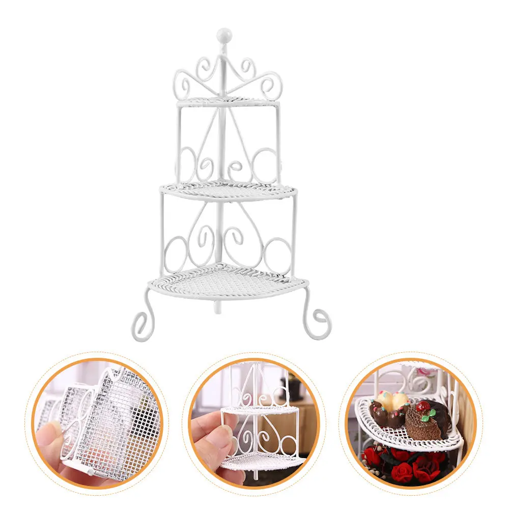 

Mini House Rack Ornament Delicate Detail Unique Design for Micro Landscape Models Compact Iron Shelf Miniature Outdoor Tools